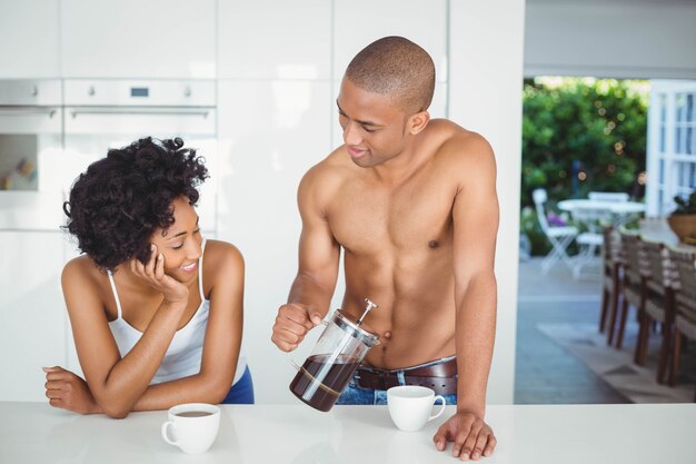 Happy Couple Drinking Coffee